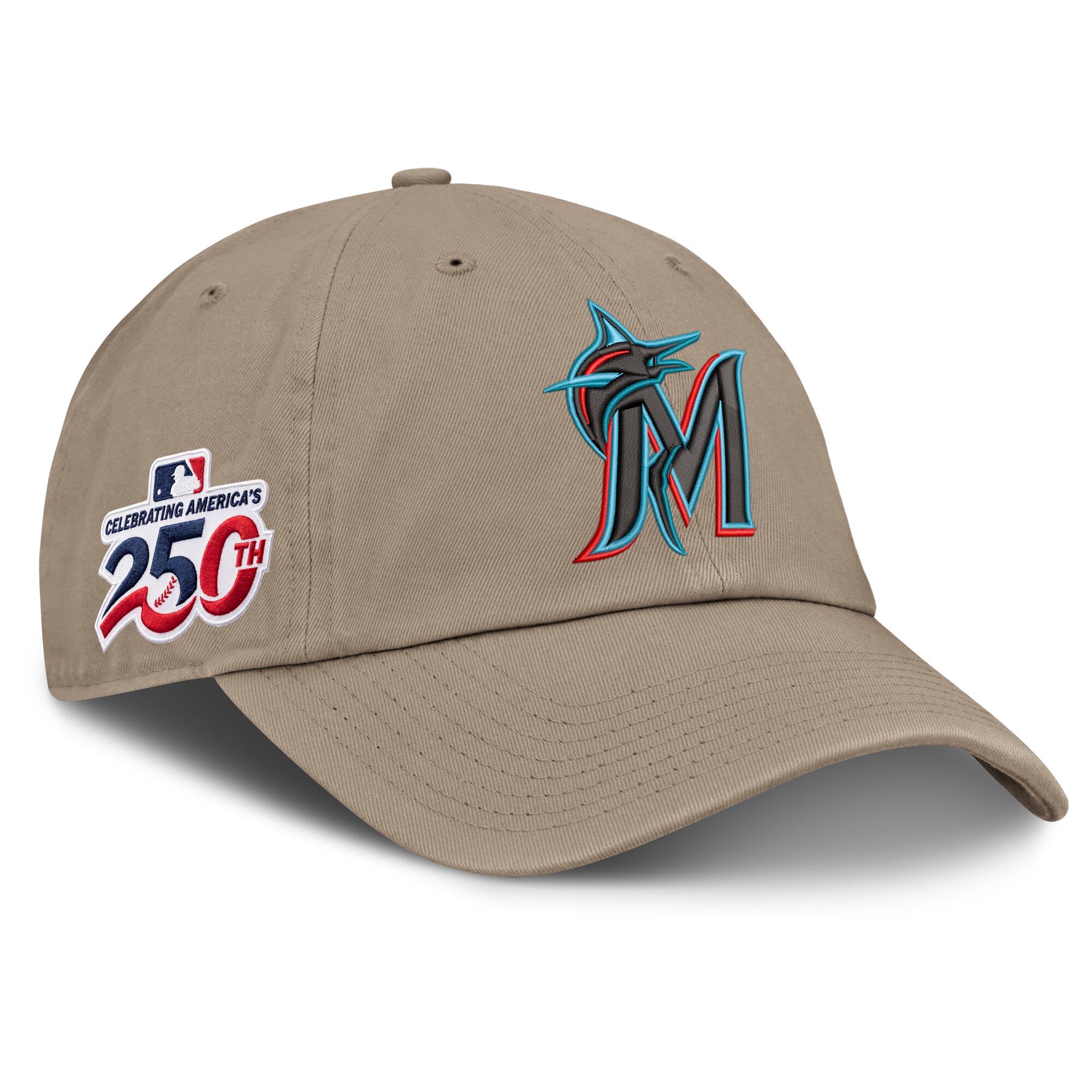 Men's Nike Khaki Miami Marlins Celebrating America's 250th Club Adjustable Hat